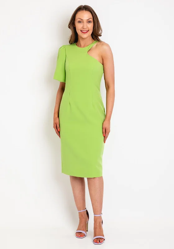 Culotte style mini dresses for a modern look -Castings One Sleeve Pencil Midi Dress, Lime Green Culotte style mini dresses for a modern look -Castings One Sleeve Pencil Midi Dress, Lime Green