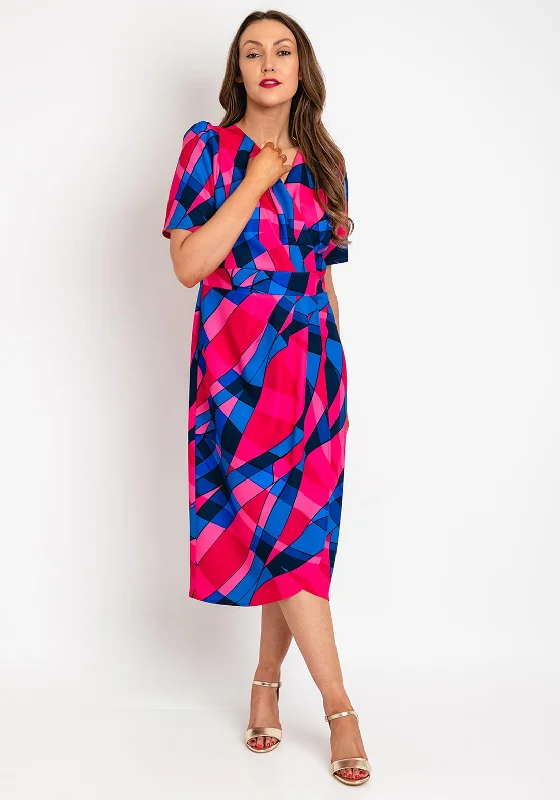 Color-block mini dresses for a modern aesthetic -Coco Doll Toya Geometric Print Midi Dress, Pink & Blue Color-block mini dresses for a modern aesthetic -Coco Doll Toya Geometric Print Midi Dress, Pink & Blue