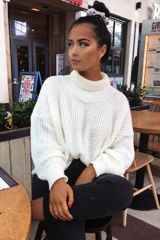 Unique dresses for brides -Cream Chunky Knit Jumper Dress - Maci