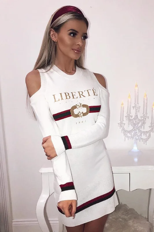 Best dresses for hourglass-shaped women -Cream Liberte Slogan Jumper Dress - Lizeth