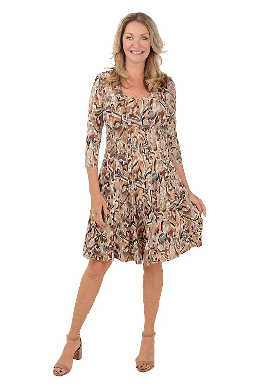 Mini dresses with bow front detail for a cute and stylish look -Woodland Seamed 3/4 Sleeve Dress Mini dresses with bow front detail for a cute and stylish look -Woodland Seamed 3/4 Sleeve Dress
