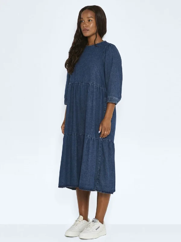 Mini dresses with sequins for evening glamour -Denim tiered midi dress uk 10