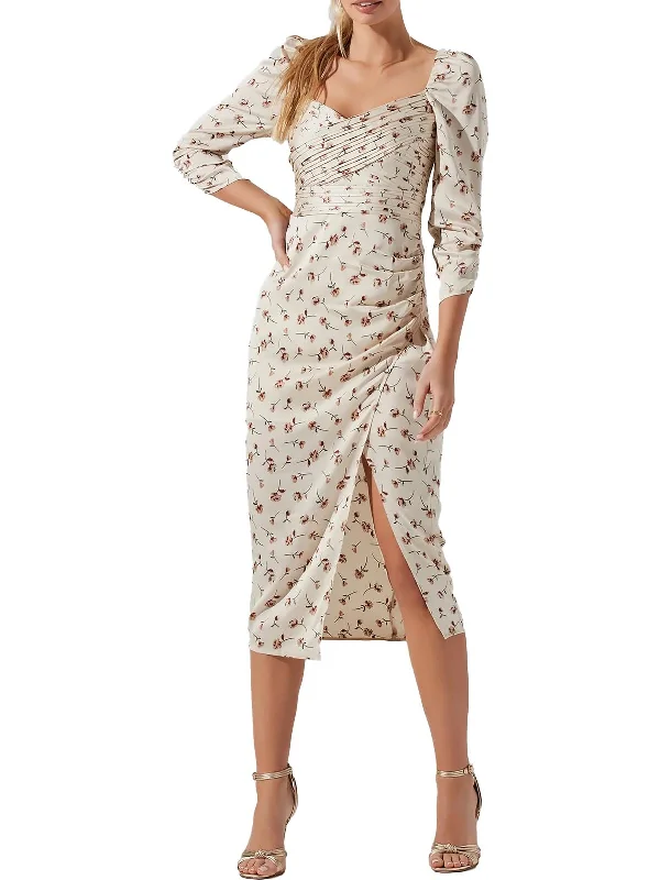 Mini dresses with lace trim for a delicate touch -Evana Womens Floral Calf Midi Dress Mini dresses with lace trim for a delicate touch -Evana Womens Floral Calf Midi Dress