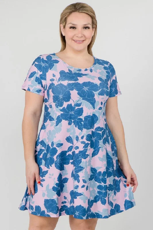 Elegant evening dresses for prom -Floral Blossom Dress with Pockets Plus