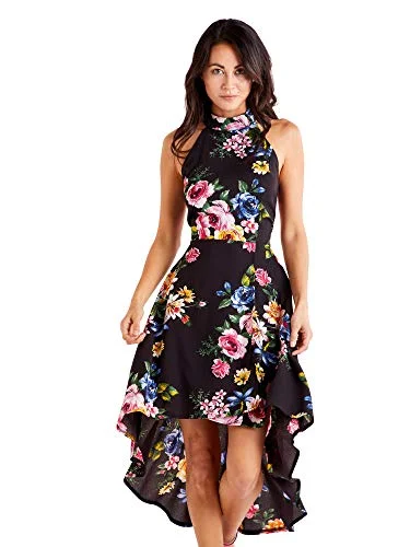Dresses for women in petite sizes -Floral High Low Dress