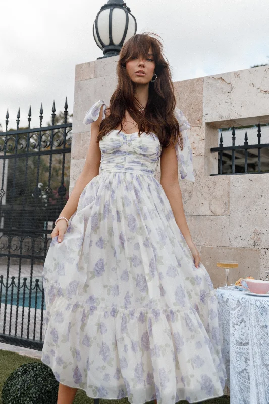 Mini dresses with sequins for a glamorous touch -Floret Midi Dress - Lavender