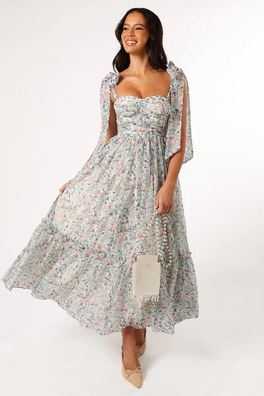 Off-shoulder mini dresses for a feminine touch -Floret Midi Dress - Multi