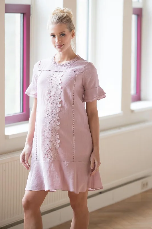 Short dresses for women for date night -Short dresses for women for date night -Flounce Sleeves Chandra Nursing Dress Pink