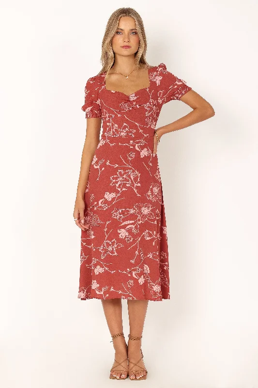 Women's dresses for fall and winter -Franklin Dress - Rust Floral
