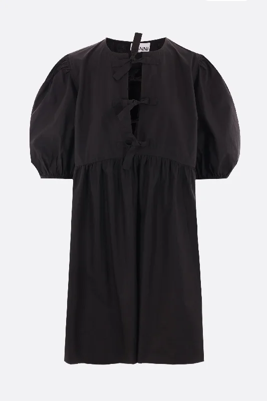 Chic dresses for work and play -poplin tie string minidress