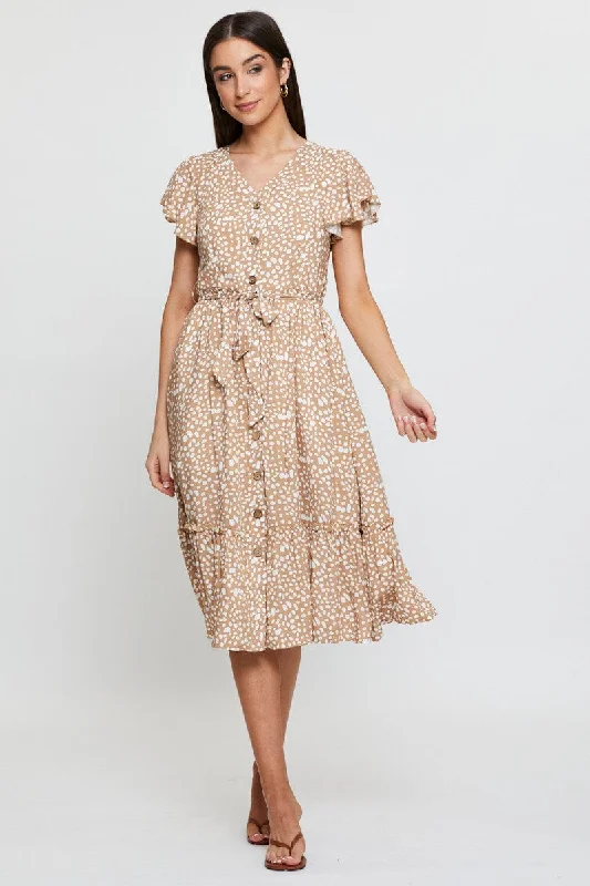 Mini dresses with faux leather accents for an edgy style -Geo Print Midi Dress Short Sleeve Mini dresses with faux leather accents for an edgy style -Geo Print Midi Dress Short Sleeve