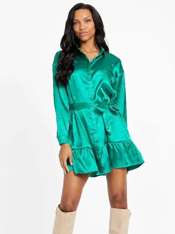 Mini dresses with adjustable straps -Gladys Logo Satin Dress