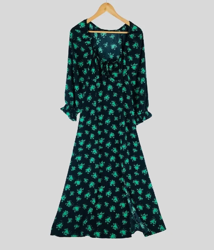 Mini dresses with pleated bodice for texture -Green Floral Sweetheart Midaxi Dress