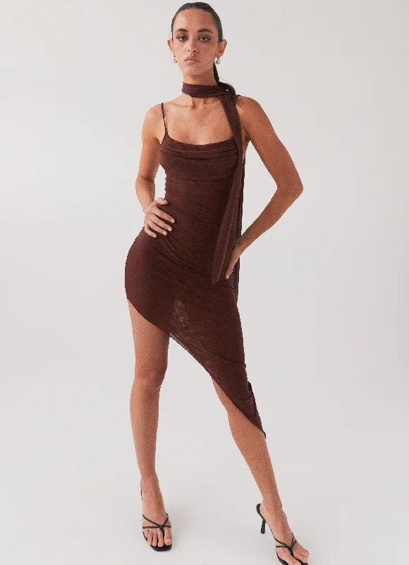 Plaid mini dresses for a preppy vibe -In Your Dreams Midi Dress - Dark Mocha
