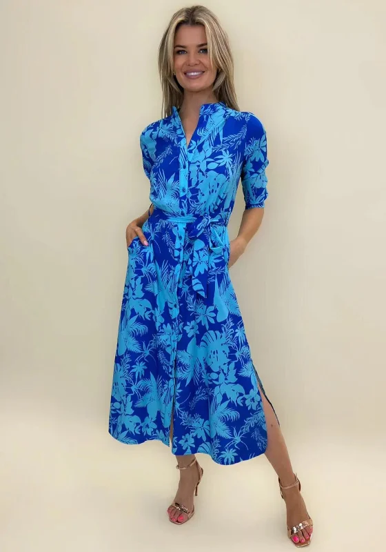 Asymmetrical mini dresses for a unique design -Kate & Pippa Capri Leaf Print Midi Dress, Flower Blue Asymmetrical mini dresses for a unique design -Kate & Pippa Capri Leaf Print Midi Dress, Flower Blue