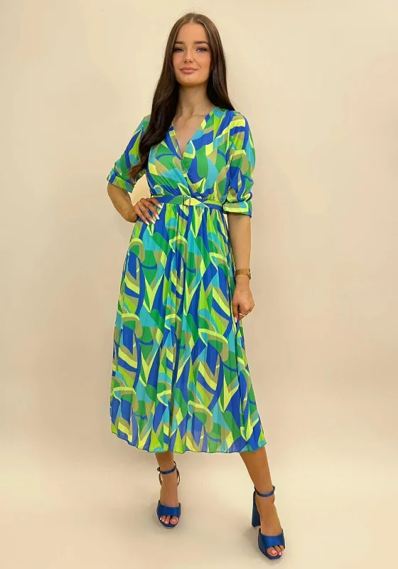 Culotte style mini dresses for a modern look -Kate & Pippa Positano Midi Dress, Green & Blue Culotte style mini dresses for a modern look -Kate & Pippa Positano Midi Dress, Green & Blue