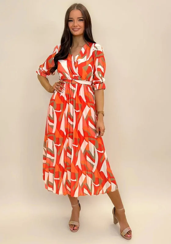 Mini dresses with lace trim for a delicate touch -Kate & Pippa Positano Midi Dress, Orange Multi Mini dresses with lace trim for a delicate touch -Kate & Pippa Positano Midi Dress, Orange Multi