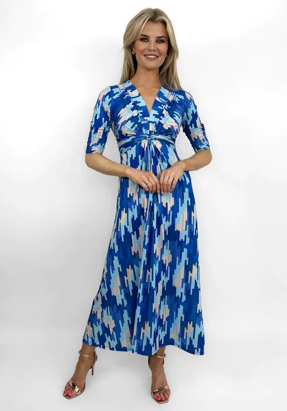 Mini dresses with lace-up back for an edgy and modern style -Kate & Pippa Alana Knot Print Midi Dress, Blue Multi Mini dresses with lace-up back for an edgy and modern style -Kate & Pippa Alana Knot Print Midi Dress, Blue Multi