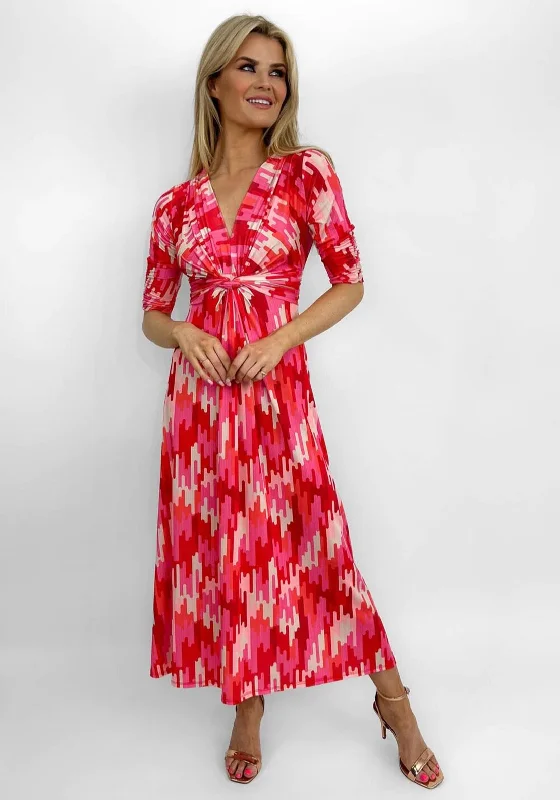 Sweater mini dresses for a warm and fashionable ensemble -Kate & Pippa Alana Knot Print Midi Dress, Pink Multi Sweater mini dresses for a warm and fashionable ensemble -Kate & Pippa Alana Knot Print Midi Dress, Pink Multi