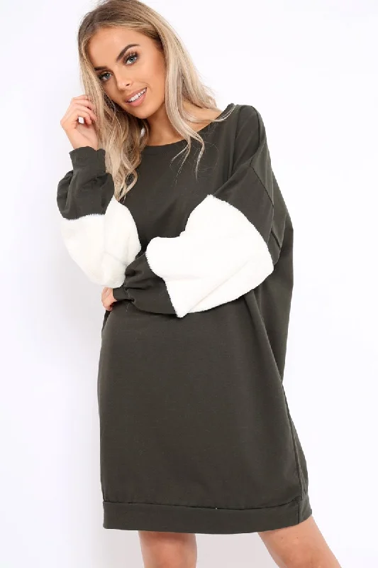 Buy elegant dresses for black tie events -Buy elegant dresses for black tie events -Khaki Jumper Dress with Fur Sleeves - Paris Buy elegant dresses for black tie events -Buy elegant dresses for black tie events -Khaki Jumper Dress with Fur Sleeves - Paris