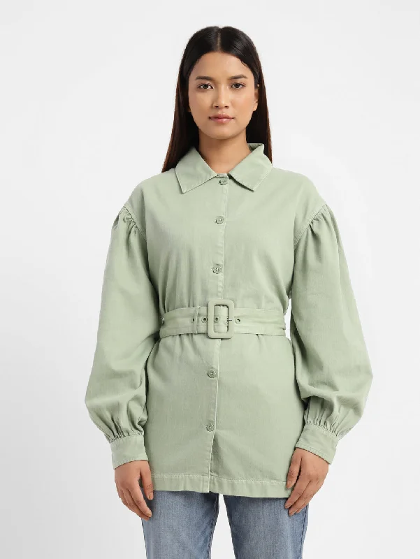 Affordable work dresses for professional women -Levi's X Deepika Padukone Balloon Belted Shacket Affordable work dresses for professional women -Levi's X Deepika Padukone Balloon Belted Shacket