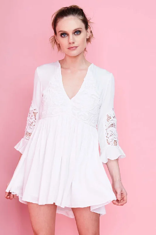 Plus-size dresses for formal occasions -Maliah Crochet Dress White