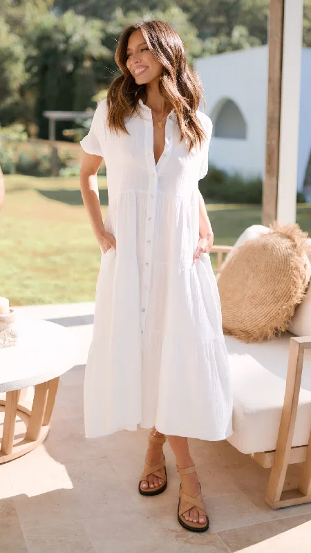 Shop beautiful slip dresses for women -Morgana Dress - White