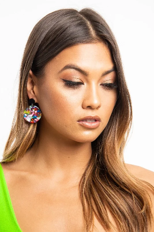 Best casual dresses for women -Multi Marble Round Earrings - Kiani