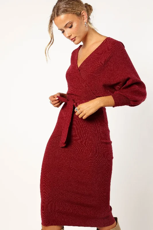Dresses for women with big busts -Nate Dress - Merlot