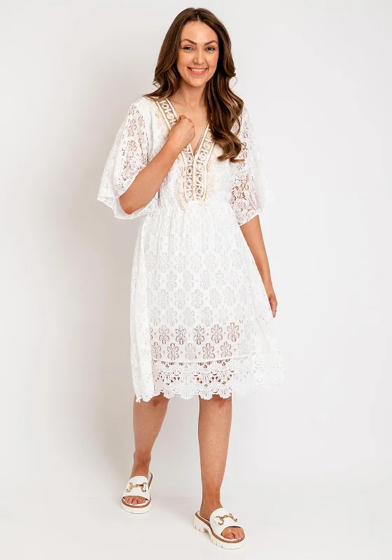 Racerback mini dresses for sporty chic -Serafina Collection One Size Lace Midi Dress, White Racerback mini dresses for sporty chic -Serafina Collection One Size Lace Midi Dress, White