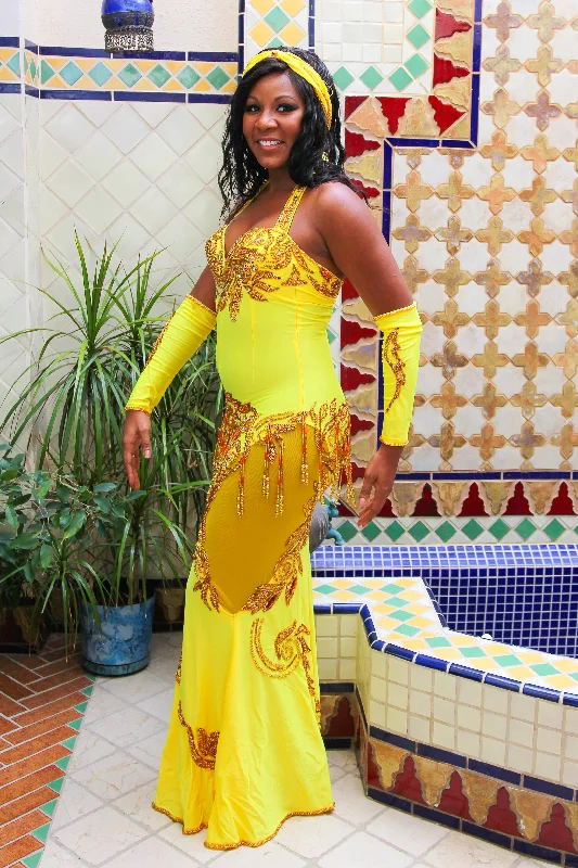 Stylish dresses for plus-size women -Osmani Yellow Radiance