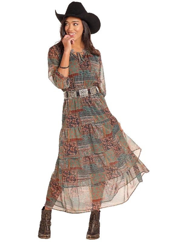 Shop mini dresses for summer parties -Tiered Chiffon Patchwork Dress with Smocking