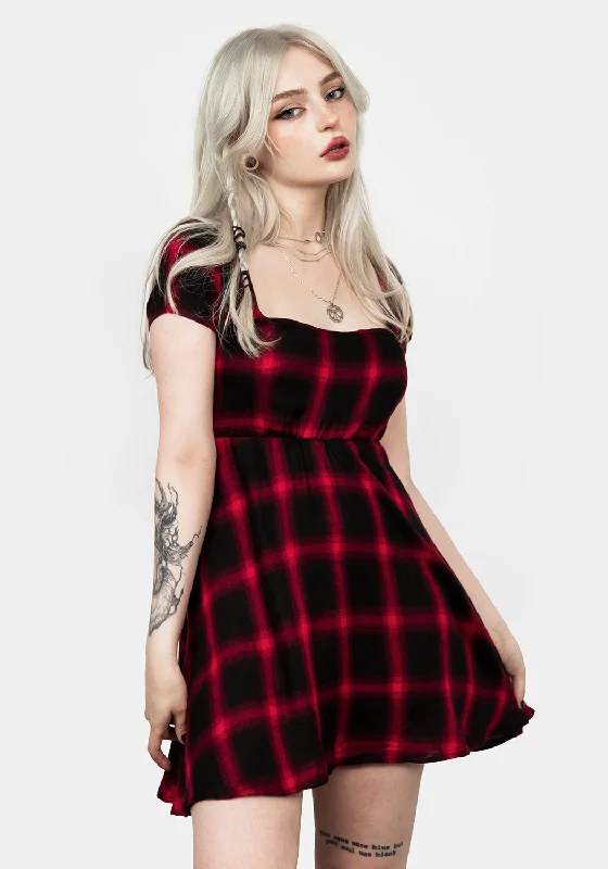Buy dresses for outdoor summer events -Pennyroyal Red Check Dress