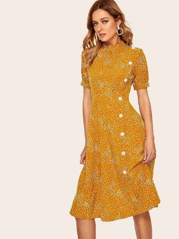 Best dresses for work meetings -Polka Dot Zip Back Dress