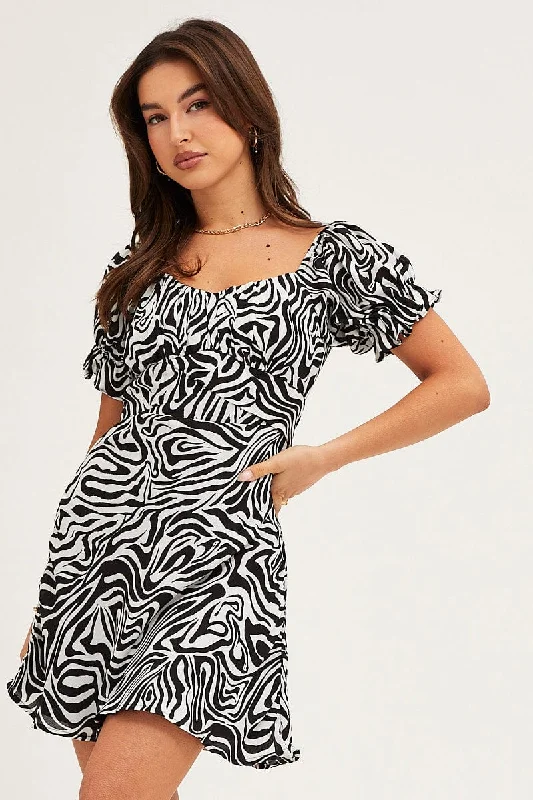 Mini dresses with asymmetrical neckline for a unique design -Print Midi Dress Short Sleeve Evening Mini dresses with asymmetrical neckline for a unique design -Print Midi Dress Short Sleeve Evening