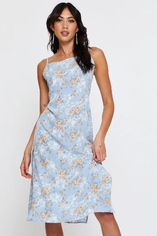 Mini dresses with wrap front design for an adjustable fit -Print Midi Dress Sleeveless