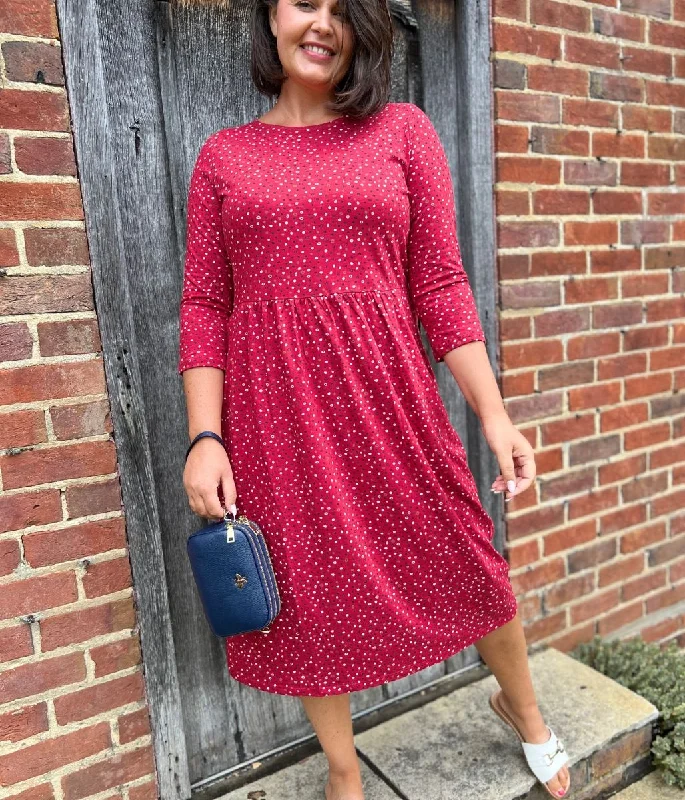 Dresses for apple-shaped body types -Red Dot Guelder Rose Dress