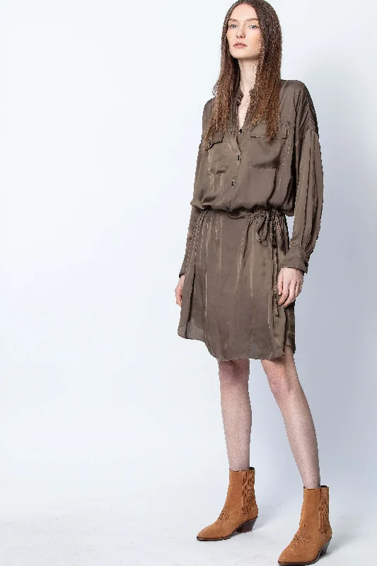 High-neck mini dresses for a sophisticated appearance -Romeo Satin Dress
