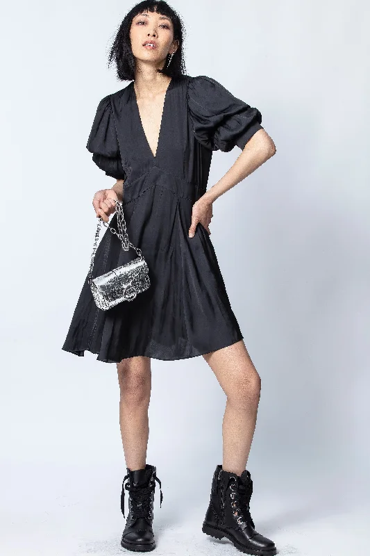 Mini dresses with lace-up front for a trendy touch -Royas Satin Dress