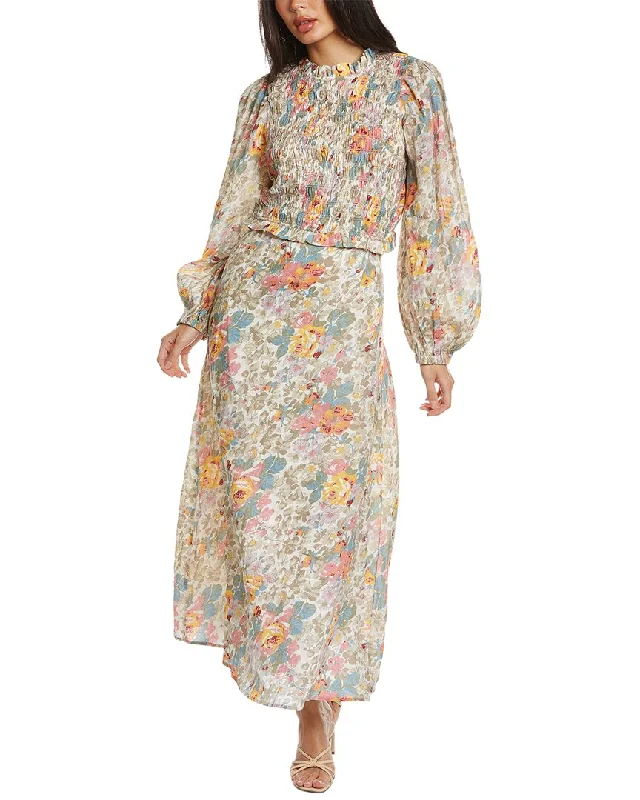 Mini dresses with cold shoulder design for a trendy look -SEA NY Ines Floral Smocked Dress Mini dresses with cold shoulder design for a trendy look -SEA NY Ines Floral Smocked Dress