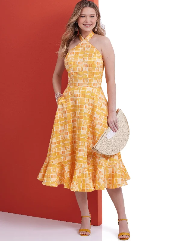 Mini dresses with tie-waist belts -Butterick sewing pattern 6942 Halter Style Dresses Mini dresses with tie-waist belts -Butterick sewing pattern 6942 Halter Style Dresses