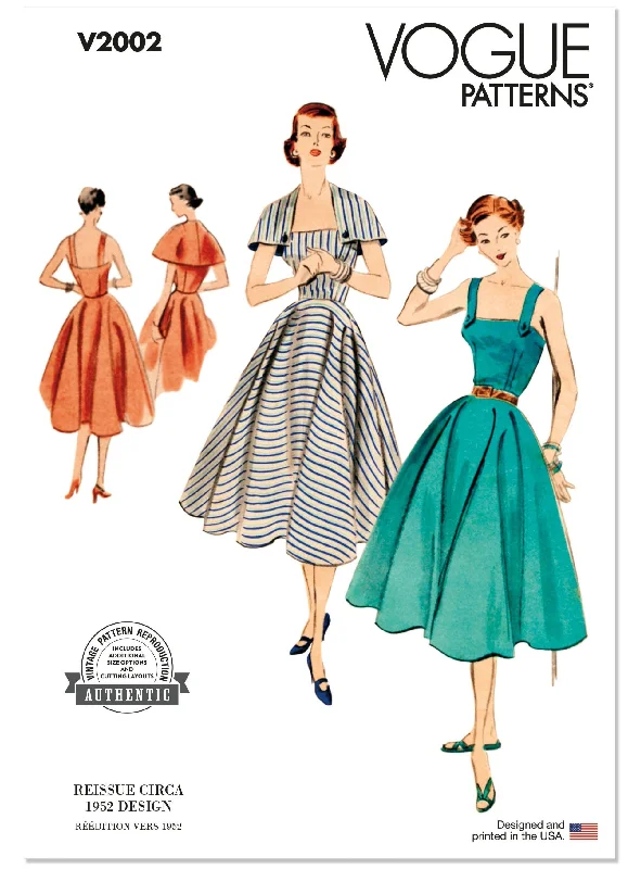 Mini dresses with floral appliqué for a delicate touch -Vogue Sewing Pattern 2002 Vintage 1950's Dress and Capelet Mini dresses with floral appliqué for a delicate touch -Vogue Sewing Pattern 2002 Vintage 1950's Dress and Capelet