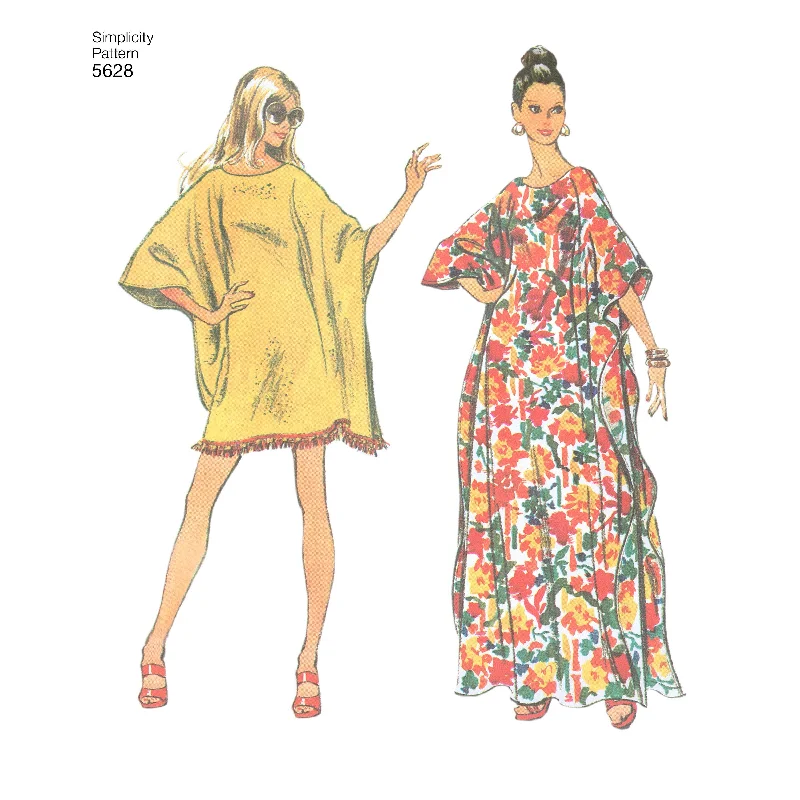 Mini dresses with pleated bodice for texture -Simplicity Pattern 5628 Women's caftan in two lengths. Mini dresses with pleated bodice for texture -Simplicity Pattern 5628 Women's caftan in two lengths.