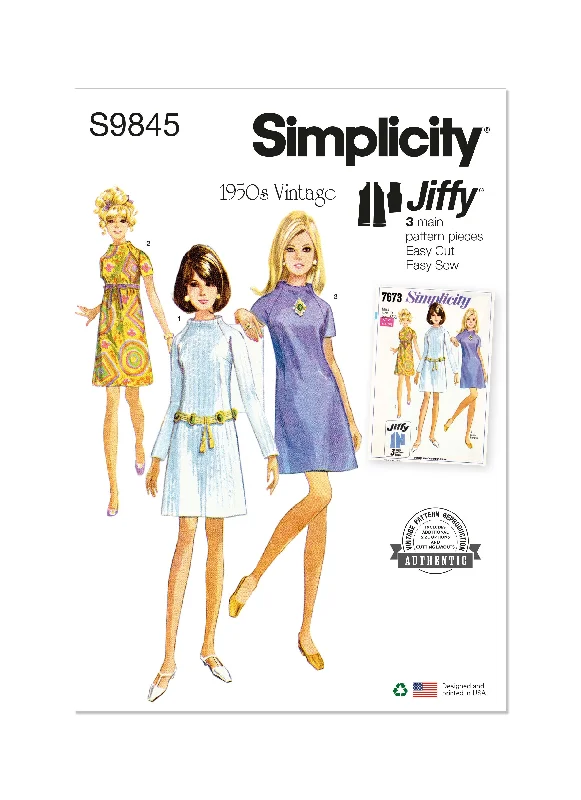 Casual mini dresses for everyday wear -Simplicity Sewing Pattern 9845 Misses' Dress in Two Lengths