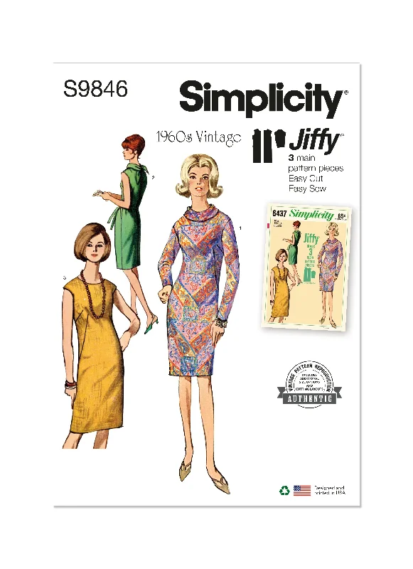 Mini dresses with sleeves for fall -Simplicity Sewing Pattern 9846 Misses' Dress