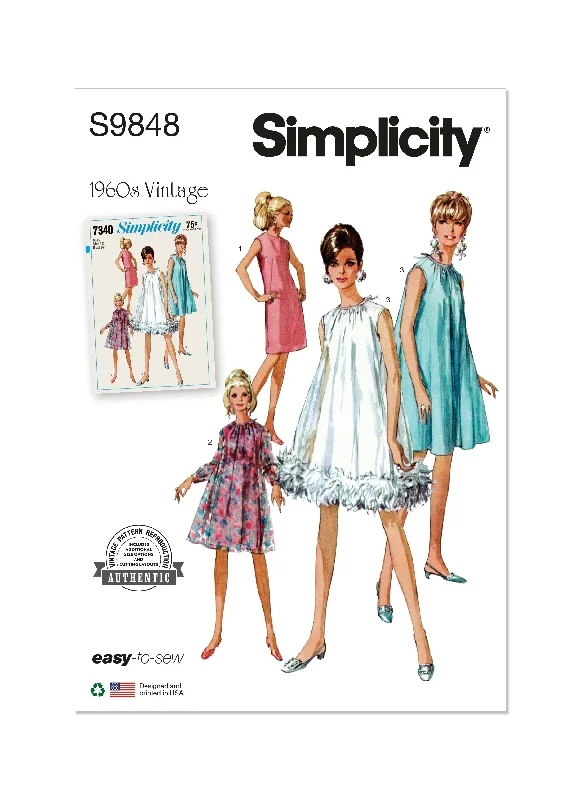 Plus size mini dresses for curvy figures -Simplicity Sewing Pattern 9848 Misses' Dresses