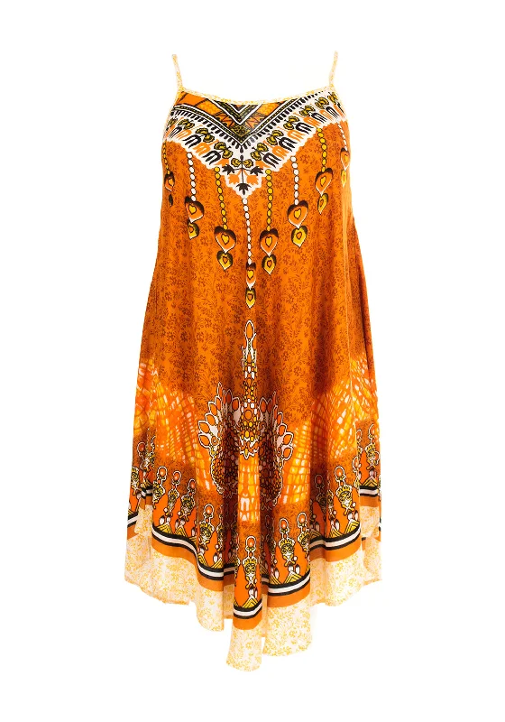 Mini dresses with pockets for convenience -Serafina Collection Luna Print One Size Midi Dress, Apricot Mini dresses with pockets for convenience -Serafina Collection Luna Print One Size Midi Dress, Apricot