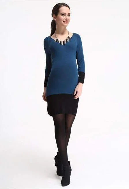 Shop cute dresses for weddings online -Shirley Contrast Stripes Dress Teal