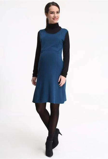 Vintage inspired dresses for women -Sherry Contract Piping Dress Teal