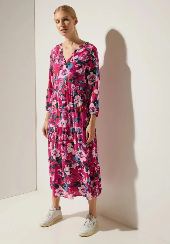 Belted mini dresses for a defined waistline -Street One Print Smock Midi Dress, Berry Rose Belted mini dresses for a defined waistline -Street One Print Smock Midi Dress, Berry Rose